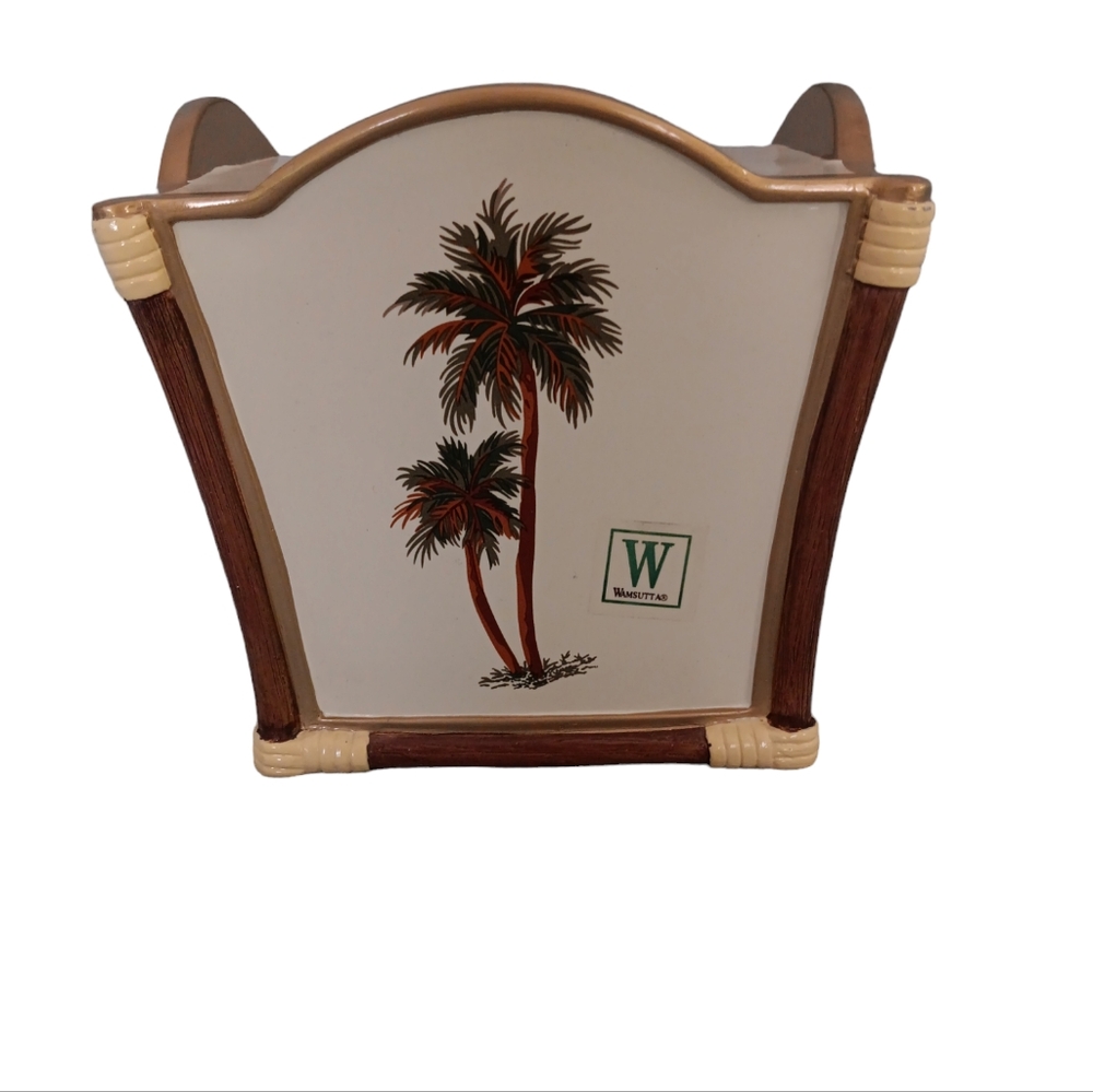 Wamsutta Palm Tree Tissue Holder Ivory Boutique Size